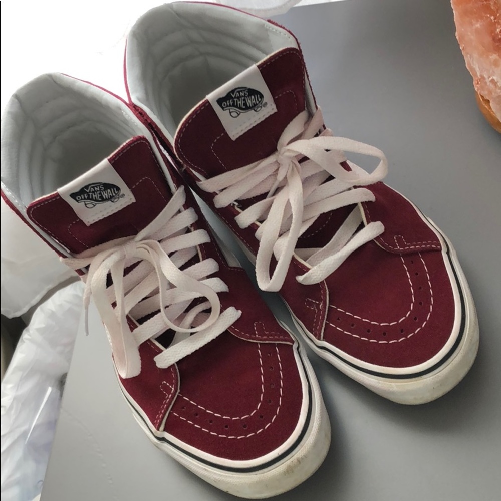 Maroon high top vans